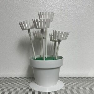 White Cupcake Picket Fence Flower Pot Holder Set for Home Parties